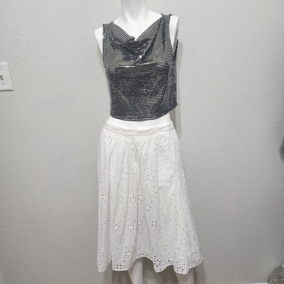 Sincerely Jules Metallic Black Crop Top Size L - Picture 2 of 9